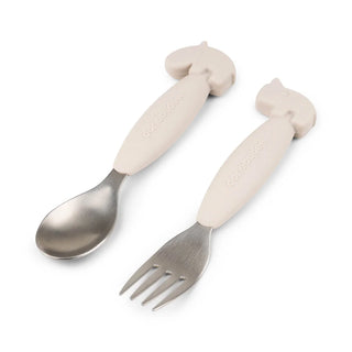 Easy-grip spoon and fork aterimet - deer friends - sand - Done By Deer