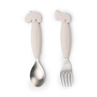 Easy-grip spoon and fork aterimet - deer friends - sand - Done By Deer