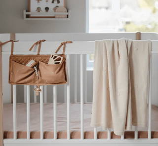 Mushie Knitted Baby Blanket - Ribbed Beige Melange